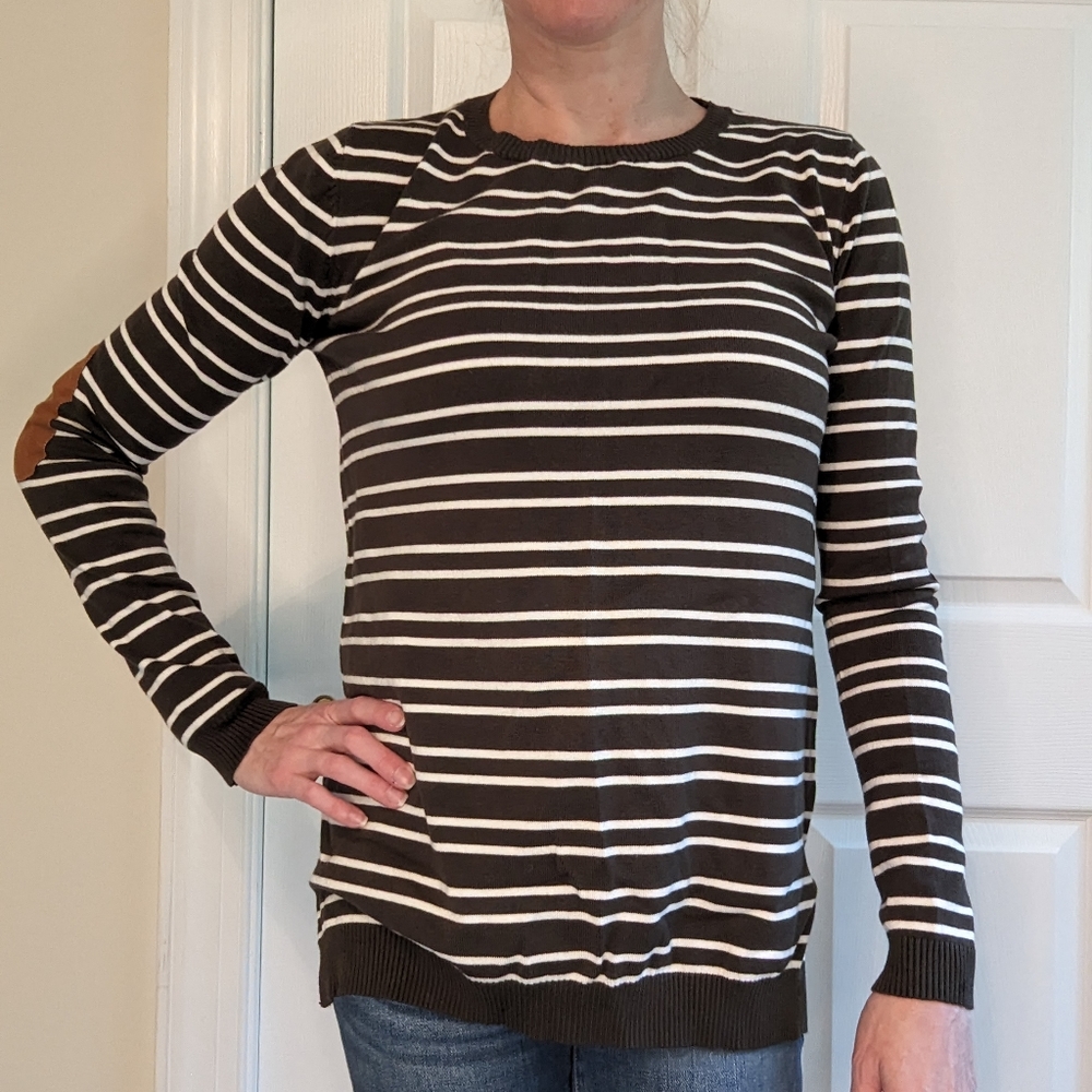 Market & Spruce | Aubree Elbow Patch Sweater | Olive | S